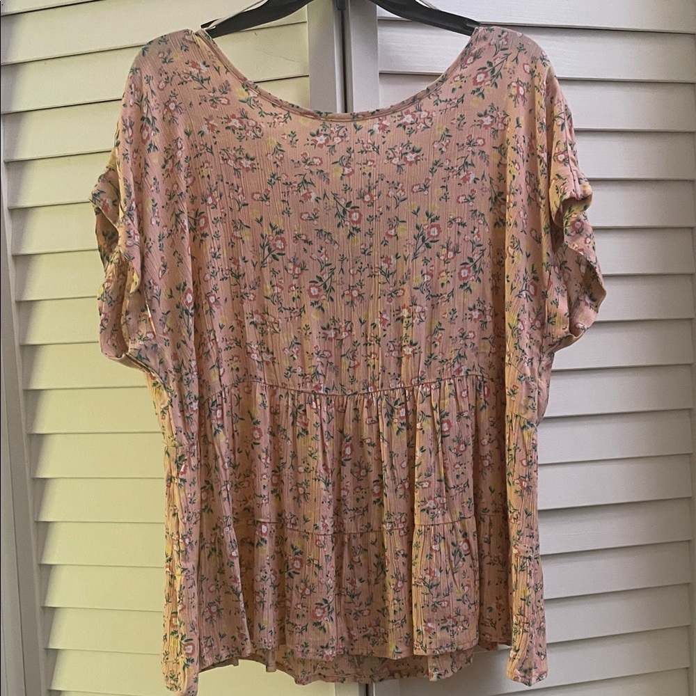 True Craft Floral Pink Women's Top with pretty tie in the back